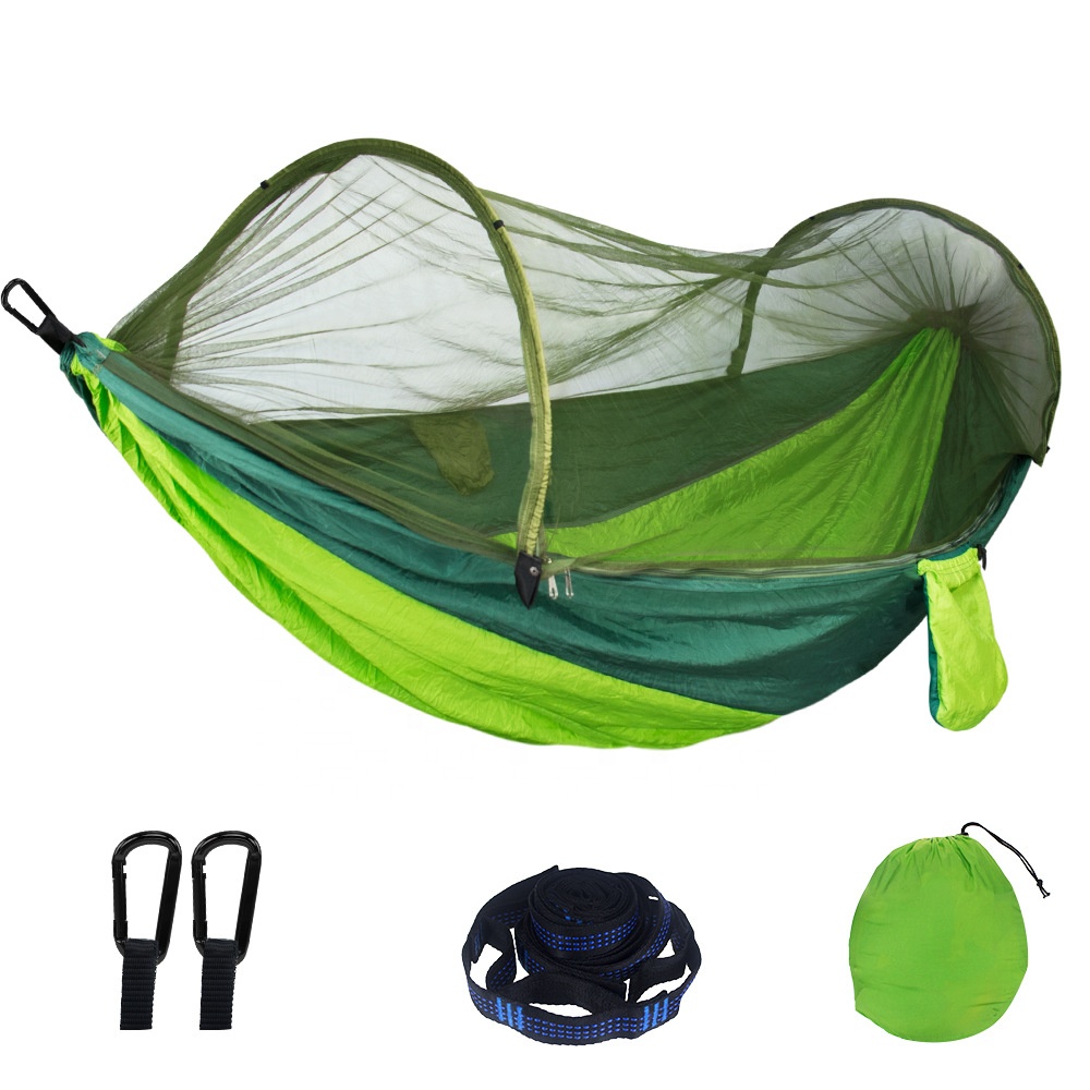 Portable Polyester Hammock Tent With Swing Feature Waterproof Parachute Design Adult Outdoor Camping Includes Mosquito Net Cover 