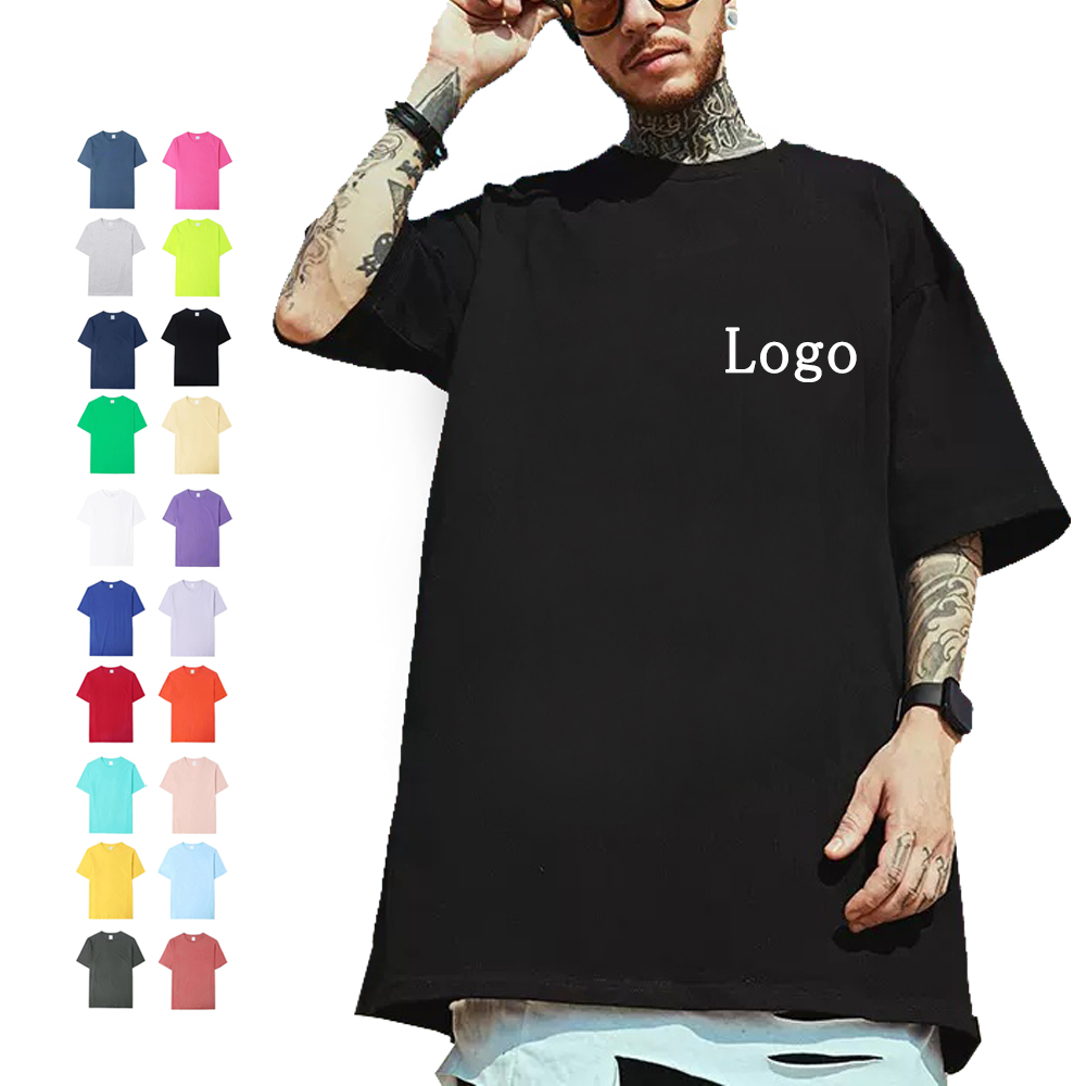 Men Plain White Blank Printing Tee Shirt Custom Unisex Screen Print Oversized Heavyweight Sublimation Blank Black 300 Gsm Tshirt 