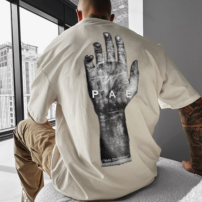 Streetwear Hip Hop Drop Shoulder Heavyweight Custom T Shirt Printing Cotton Graphic Tees Oversize Men&#39;s T-shirts 