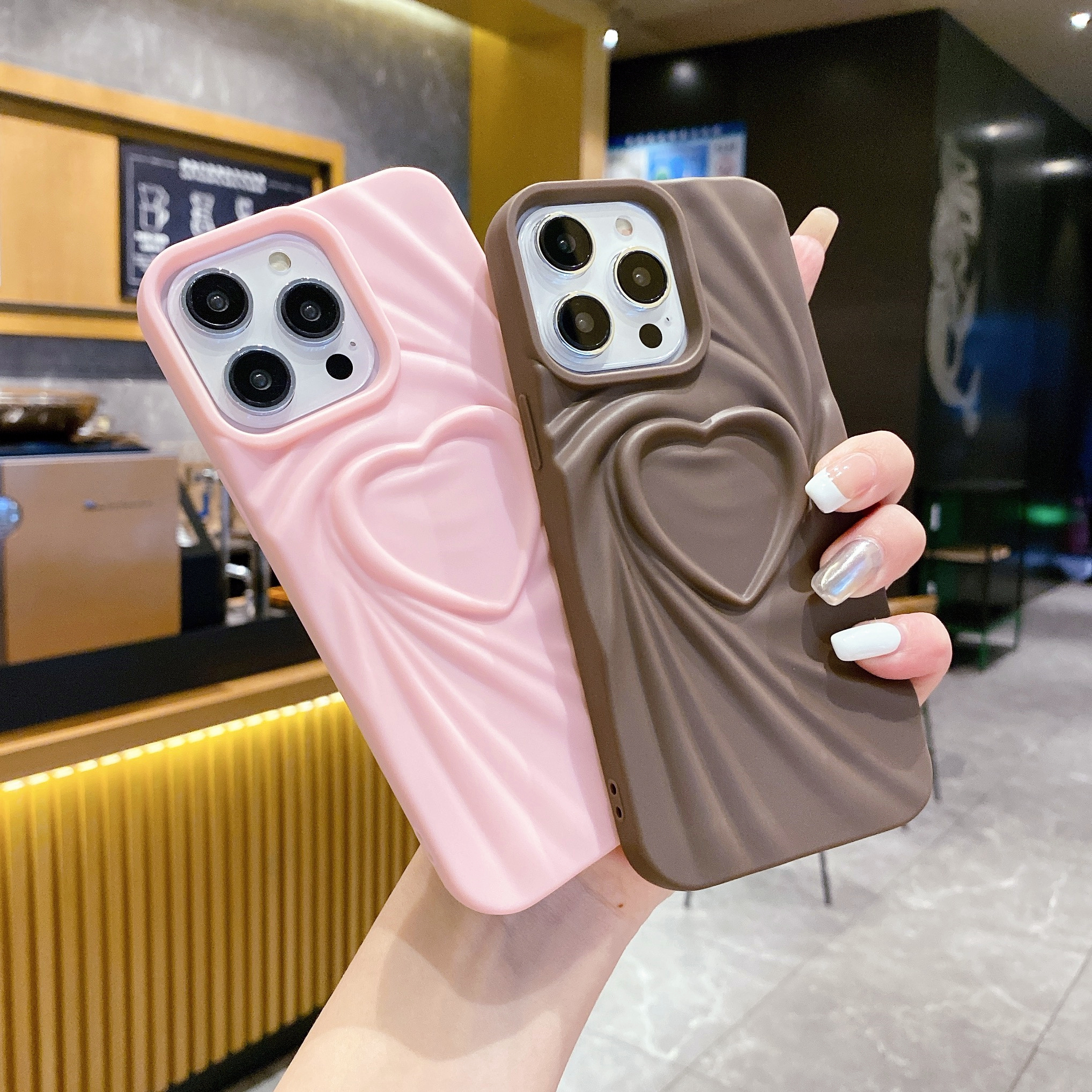 Ins Stylish 3d Love Heart Mobile Phone Case For Iphone 15 14 13 12 11 Pro Max Soft Tpu Colorful Phone Case For Iphone Xr/xs 