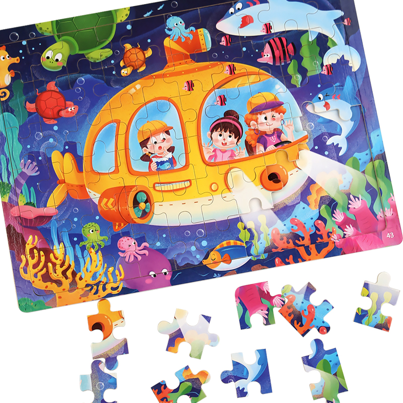 60 Pieces Children Wooden Cartoon Jigsaw Puzzle Preschool Baby Educational Wooden 3d Puzzle Board Games Toys For Kids Boys Girls 