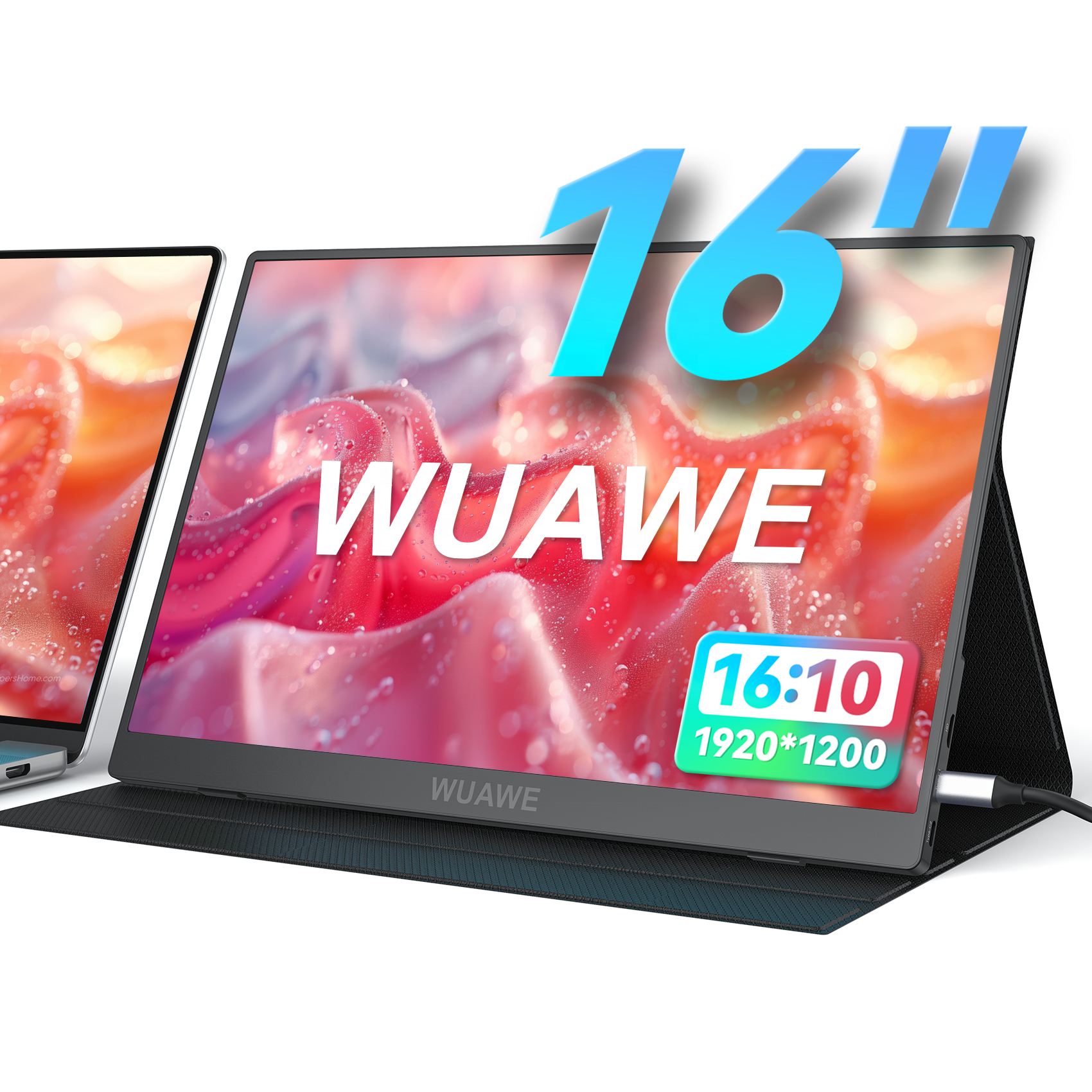 New Portable Monitor For Laptop,1200p 16inch Hdmi Usb C Computer Display Hdr Ips Gaming Monitor External Second Computer Screen 