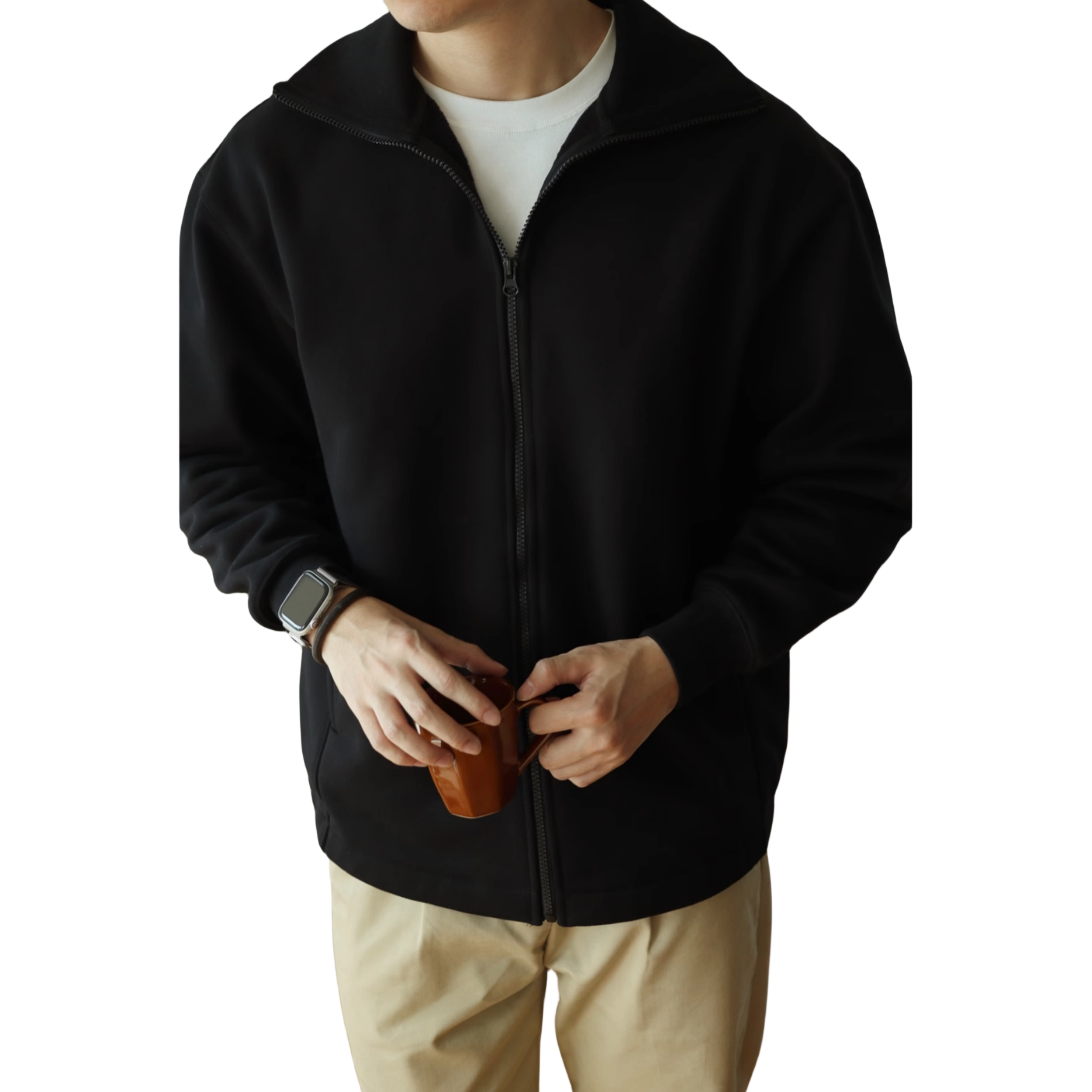 Fleeced Jacket 380 Gsm Menswear Supima Cotton Small Moq Customization Logo Many Colors In- Stock 