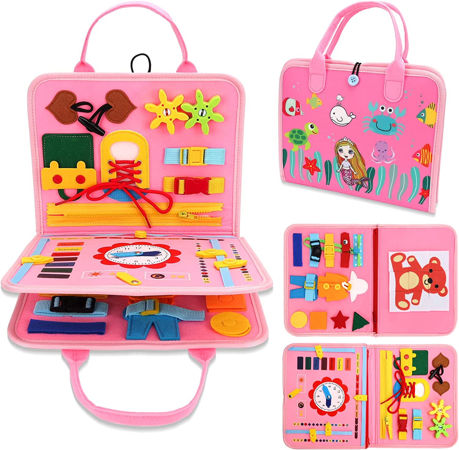 Factory Supply Customized Montessori Kids Toys Learning Activity Felt Board Tower Montessori Felt Busy Board For Toddlers 