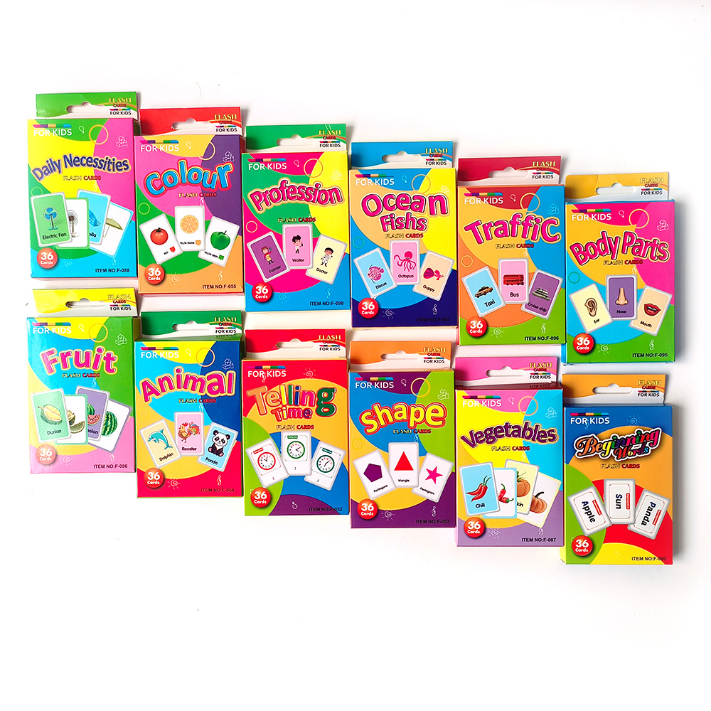 2024 New Style Children Learning Flash Cards Body Parts Color And Animal Kids Education Toys Recyclable Paper Box 
