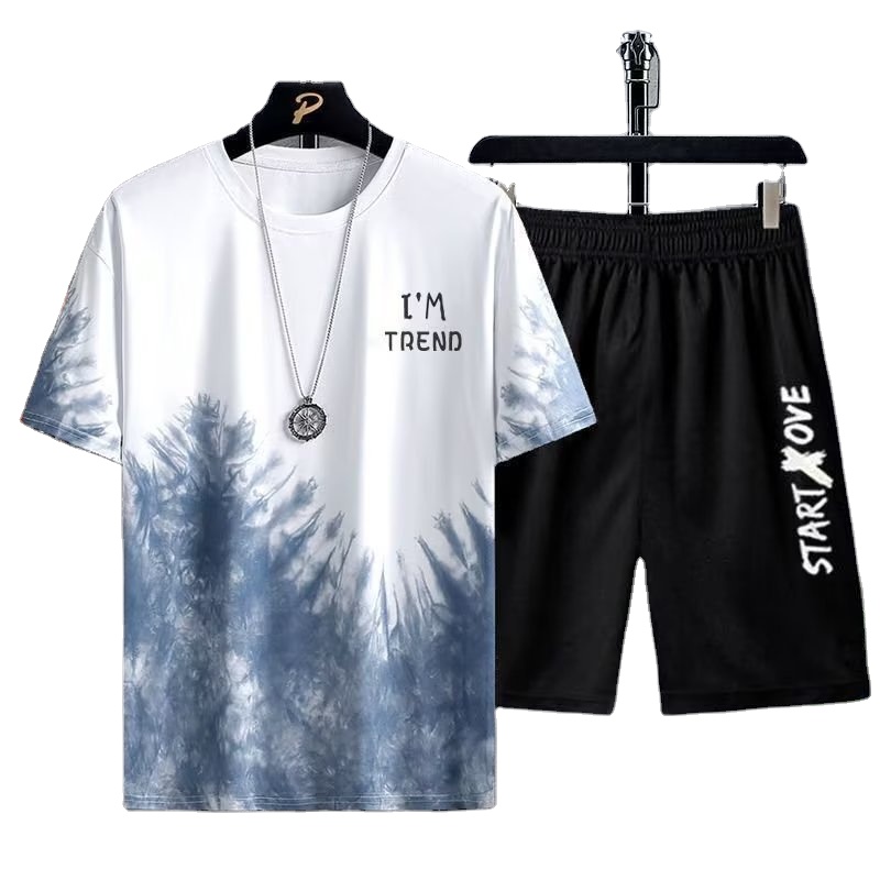 Fashion Men&#39;s Summer Short-sleeved T-shirt And Trousers Set Men&#39;s Pants Print Casual Men&#39;s Sets 