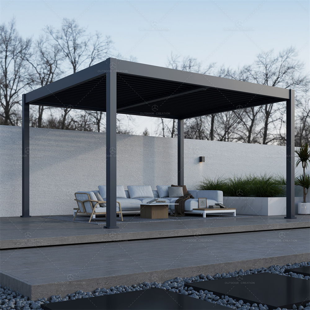 Customized Waterproof Roof Hardtop Gazebo Patio Cover Electric Garden Building Outdoor Motorized Aluminum Louver Pergola 