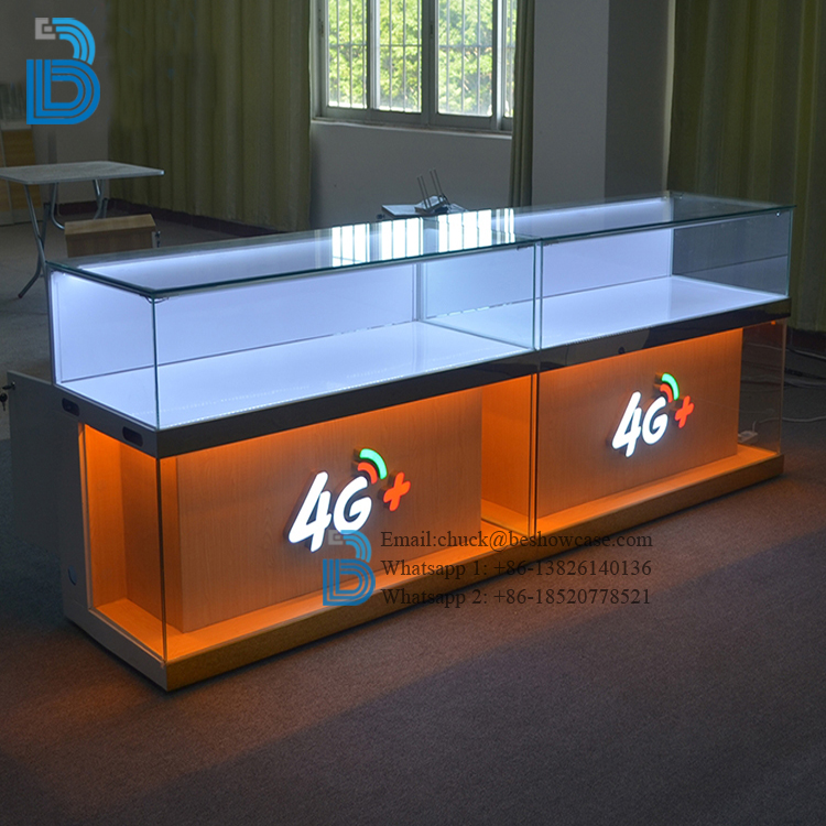 High End Mobile Phone Display Cabinet Design Cell Phone Accessory Display Mobile Phone Shop Counter 