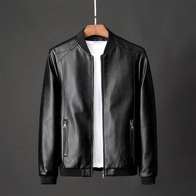 Anszktn Autumn Winter Plus 8xl Size Fashion Men&#39;s Leather Jackets Solid Color Zipper Faux Leather Casual Pu Jacket For Men 