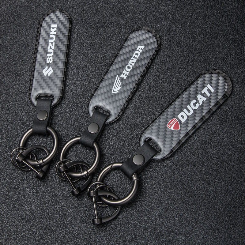 Wholesale Custom Logo Metal Alloy Carbon Fiber Pattern Car Automobile Motorcycle Keychain Keyring Pendant 