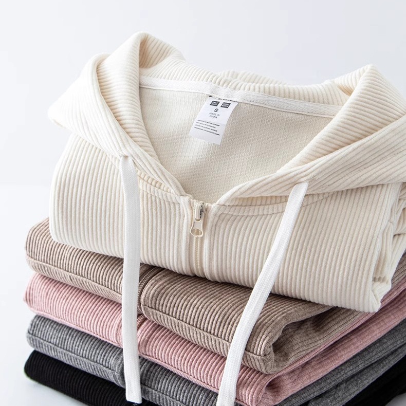 Fall Zip-up Hoodie Long-sleeved Hoodie Women&#39;s Fashion Trend Drop Strap Drawstring Custom Fashion Brand Solid Color Top 