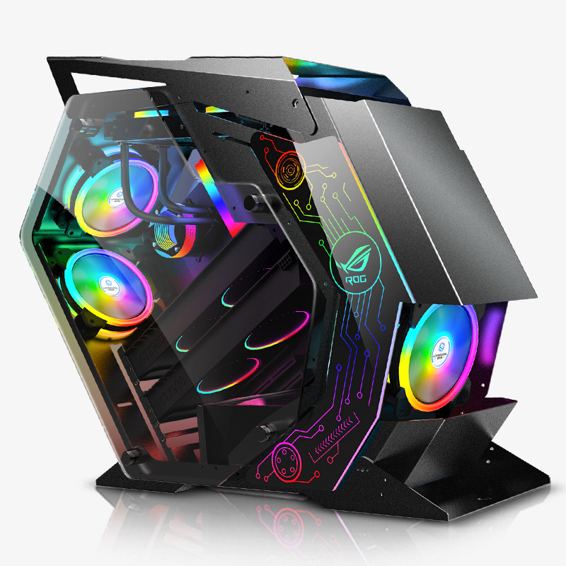 New Design Special-shaped Atx Gaming Pc Case Computer Cpu Server Cabinet Chassis For Desktop With Tempered Glass Steel Panel 