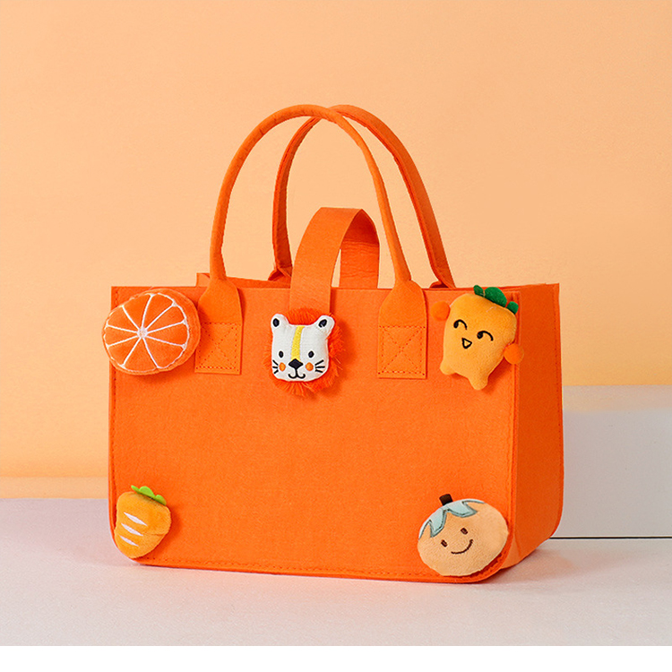 Custom Logo Ladies Vintage Shoulder Felt Carry Shopping Tote Gift Bag Fashion Promotional Recycled National Style 