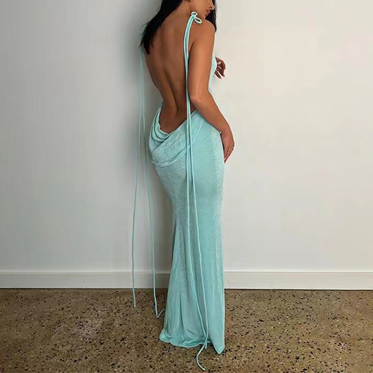 Sexy Party Halter Evening Gown Long Dress Women Lady Elegant High Quality Backless Maxi Dress 