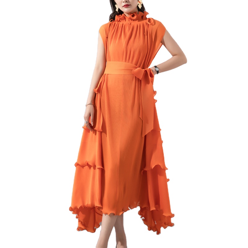 Popular Womens Dress Pleated Dress With Free Belt Pleated Dress Woman Clothing 