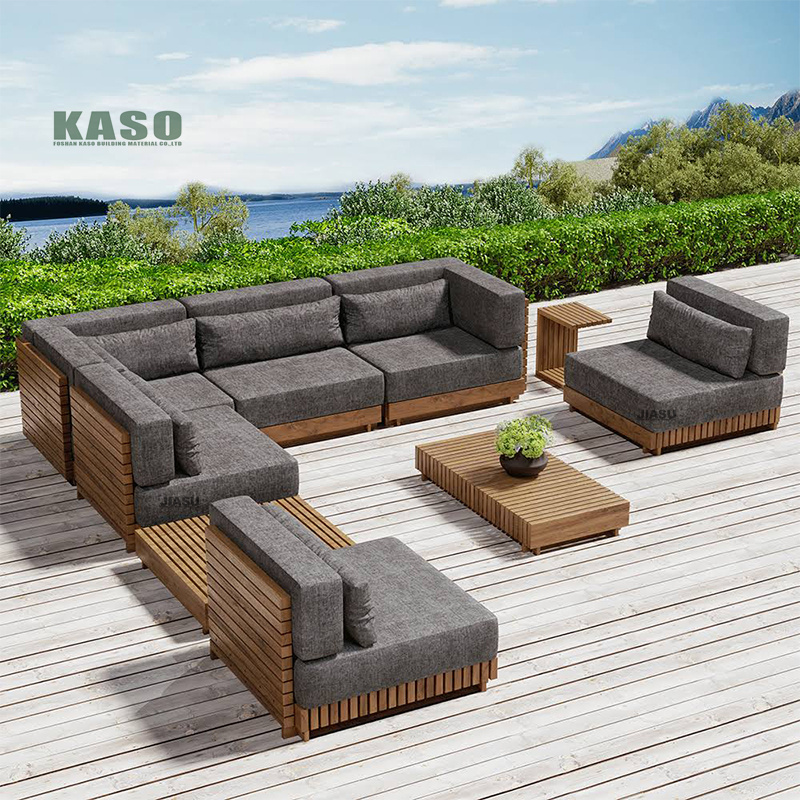 Lounge Pool Hotel Modern Wood Garden Sofa Set Modular Rope Rattan Luxury Waterproof Balcony Aluminum Teak Outdoor Furniture 