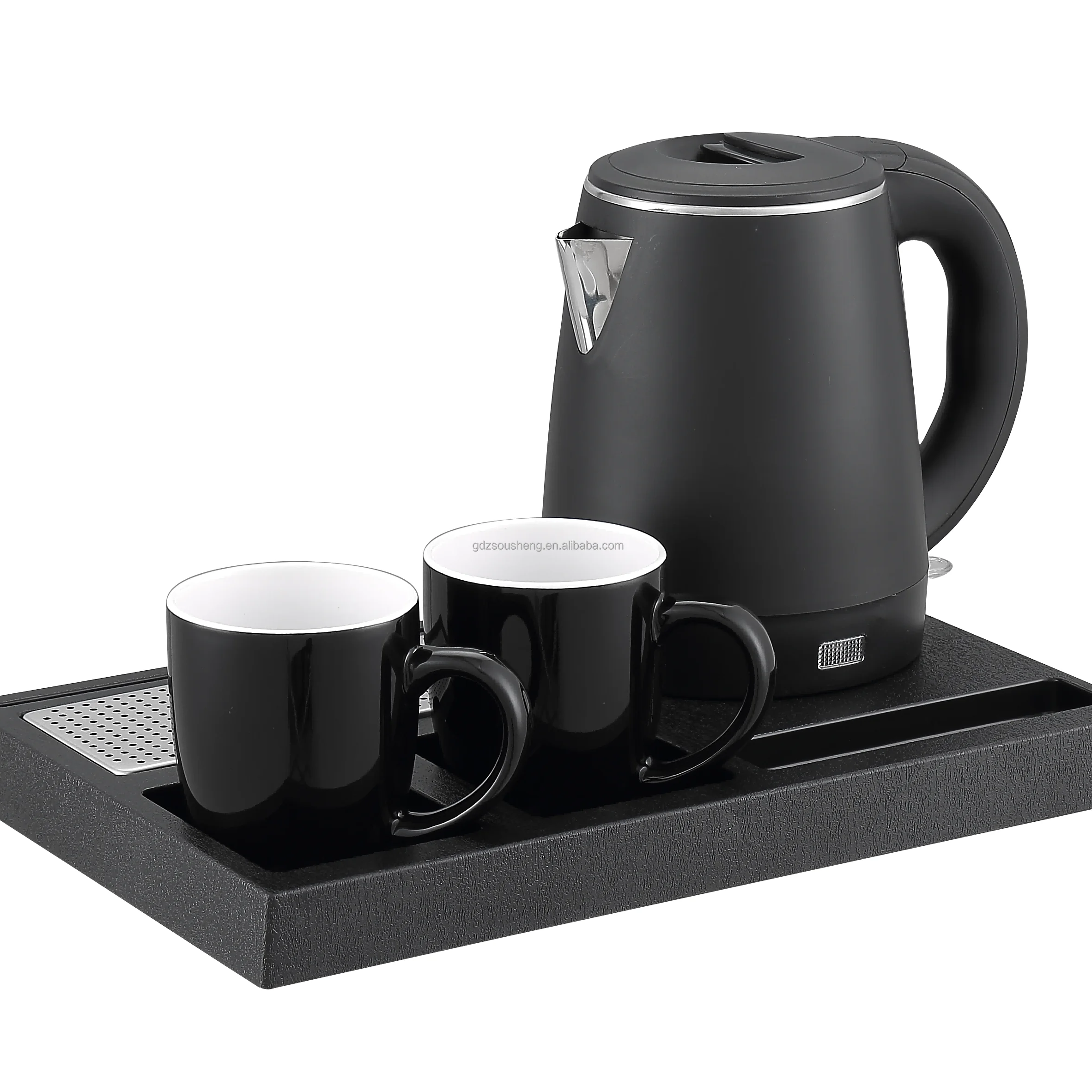 Hotel Style 1.0 L Water Stainless Steel Electronic Home Appliances Boil Dry Protection Electric Kettle With Two Mugs 