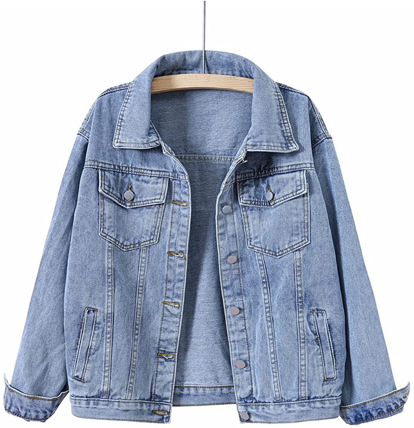 Wholesale Classic Denim Jacket Women&#39;s Basic Jacket Long Sleeve 4 Colors Short Denim Jacket Women 