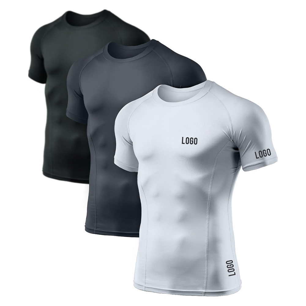 Men&#39;s Cool Dry Short Sleeve Compression T-shirt Sports Baselayer Athletic Workout Plain Jersey T-shirt Bulk 