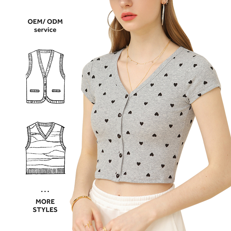 Custom Women&#39;s New Romantic Print Crop Slimming Figure Short-sleeved Women&#39;s T-shirt For Corset Tops For Women 