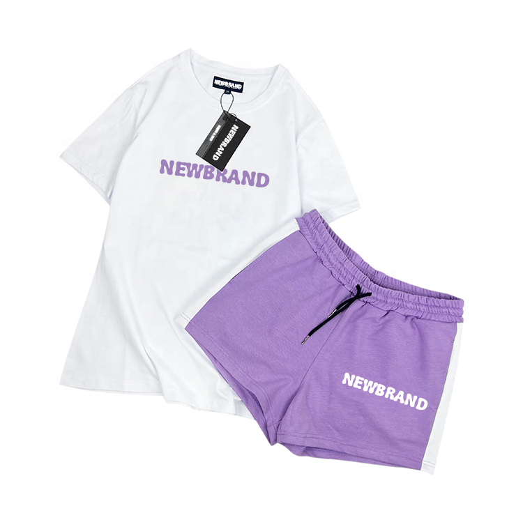 Custom Tracksuits For Women Screen Printing Gym Fitness Short Set Women 2 Piece Jogger Sets 