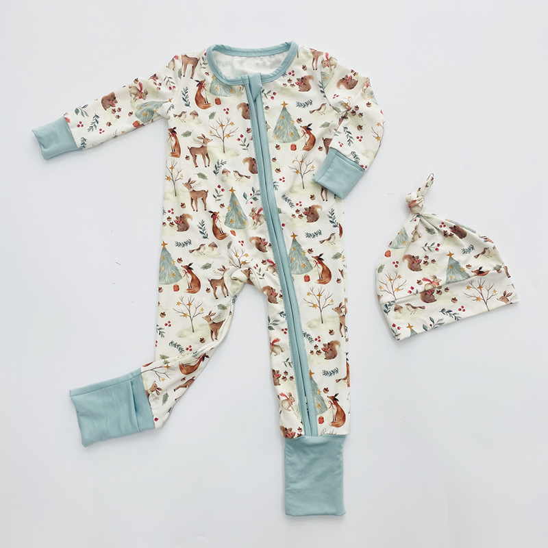 Cheer Custom 100% Organic Jersey Cotton Kids Pajamas Zippers Long Sleeve Baby Bamboo Rompers Jumpsuit Baby Girls Clothes 