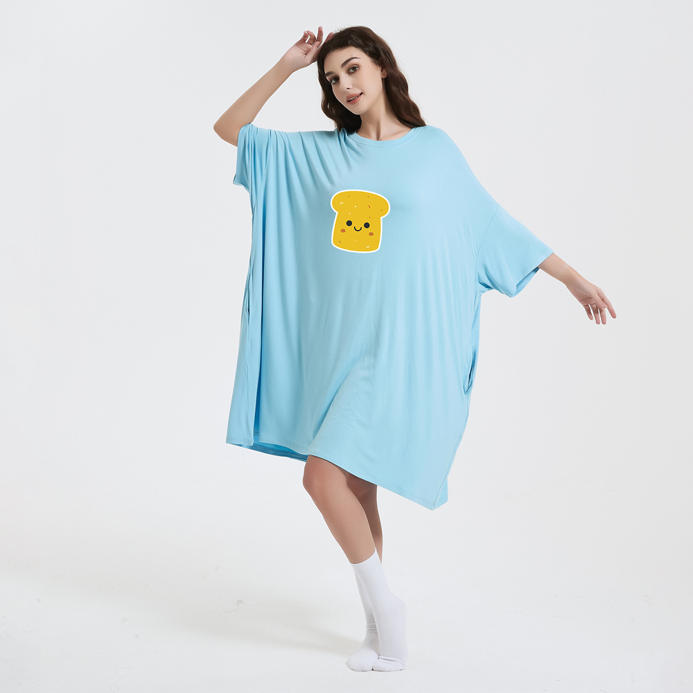 China Factory Summer Oversized Sleep Tee Bamboo Women Plus Sizes Nightgown Ladies Set Tshirt Dresses Kids Sleeping Sleep Wear 