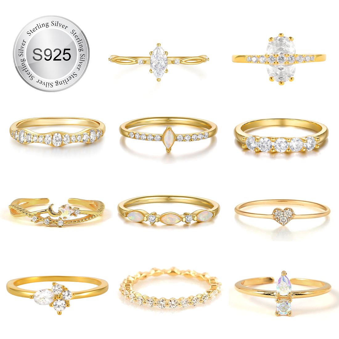 Toposh Clear Cz Customized Wedding Engagement Ring Gold Quality Women Fashion Sliver Jewelry 925 Sterling Silver Ring 