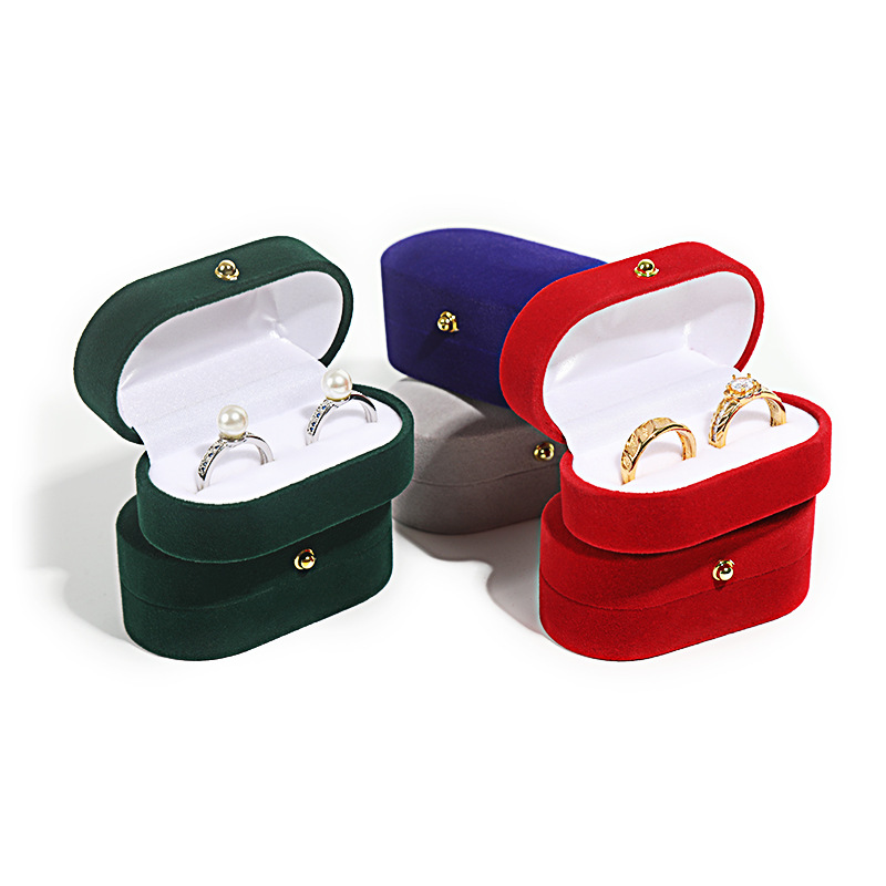 High-grade Velvet Jewellery Gift Packaging Boxes Small Jewelry Double Ring Box 