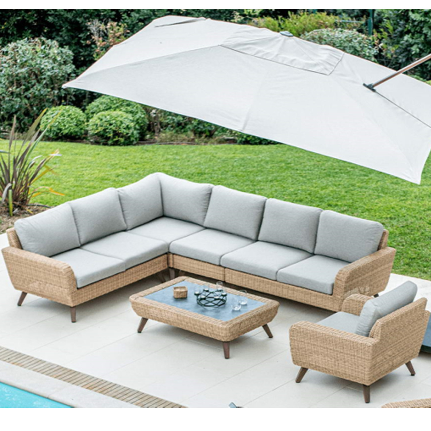 5 Seats Outdoor Furniture Rattan Sofa Set Patio Rattan Furniture Garden Seating Outdoor Wicker Sectional Sofa Sets 