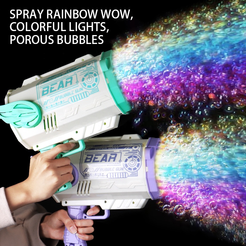 Hot Sale Mega Bubble Gun Automatic Water 69 Holes Rocket Electric Gun Bubble Gun Rocket Machine Toy 60 Holes For Kids 