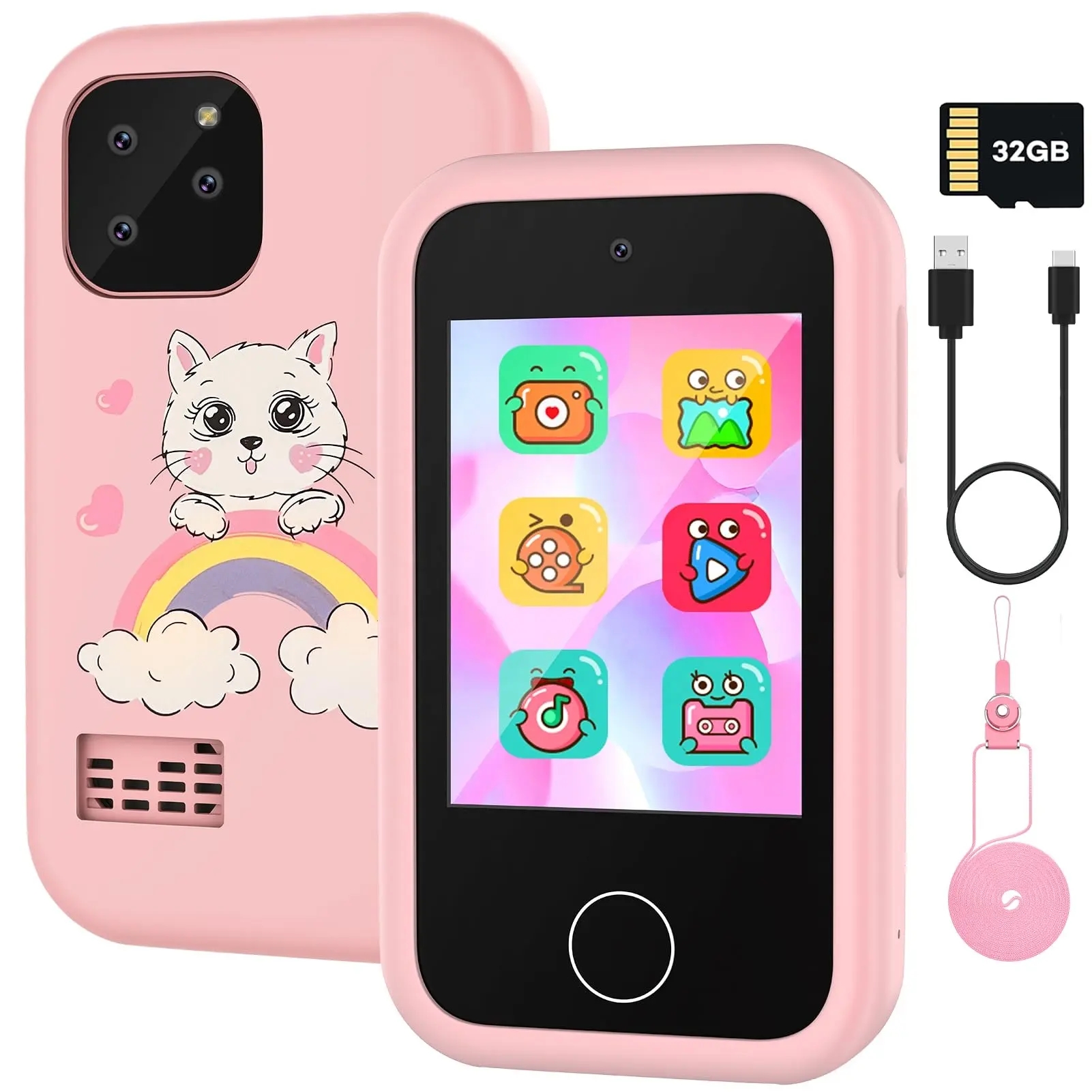 Hot Selling 2023 Cheap Phones Kid Toy Multiple Games Mode Mp3 Music Dual Camera Touch Screen Small Smart Phone Kids Toy 