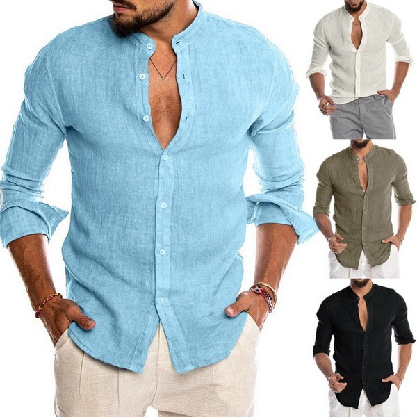 Fashion New Men&#39;s Cotton Linen Shirt Loose Tops Long Sleeve Tee Casual Shirt Men Shirt Blouse Social Slim Men&#39;s Clothing 