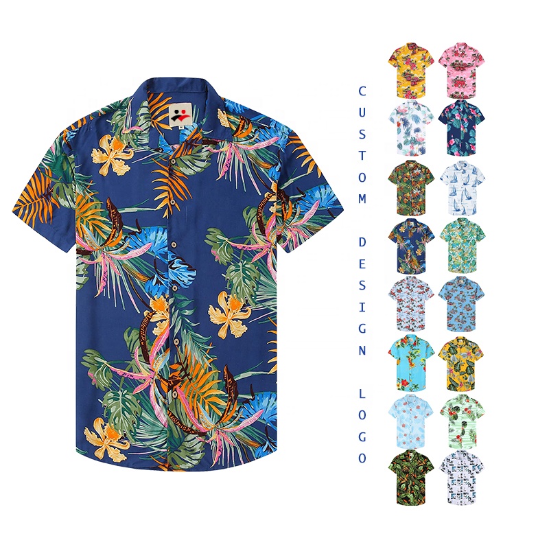 Factory Direct Sales Collar Button Slim Casual Lapel Polo Men Summer Shirt Hawaiian Custom Logo Design Camisas T-shirt For Men 