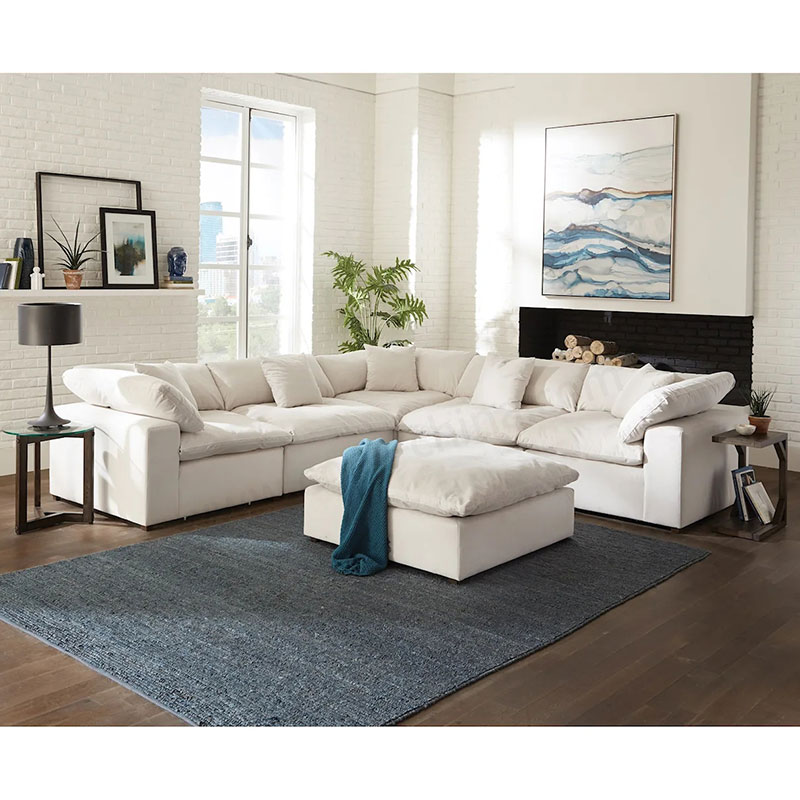 Modern Luxury White Down Feather Cloud Sofa Bed U Shape Modular Cloud Couch Sectional Sofa 