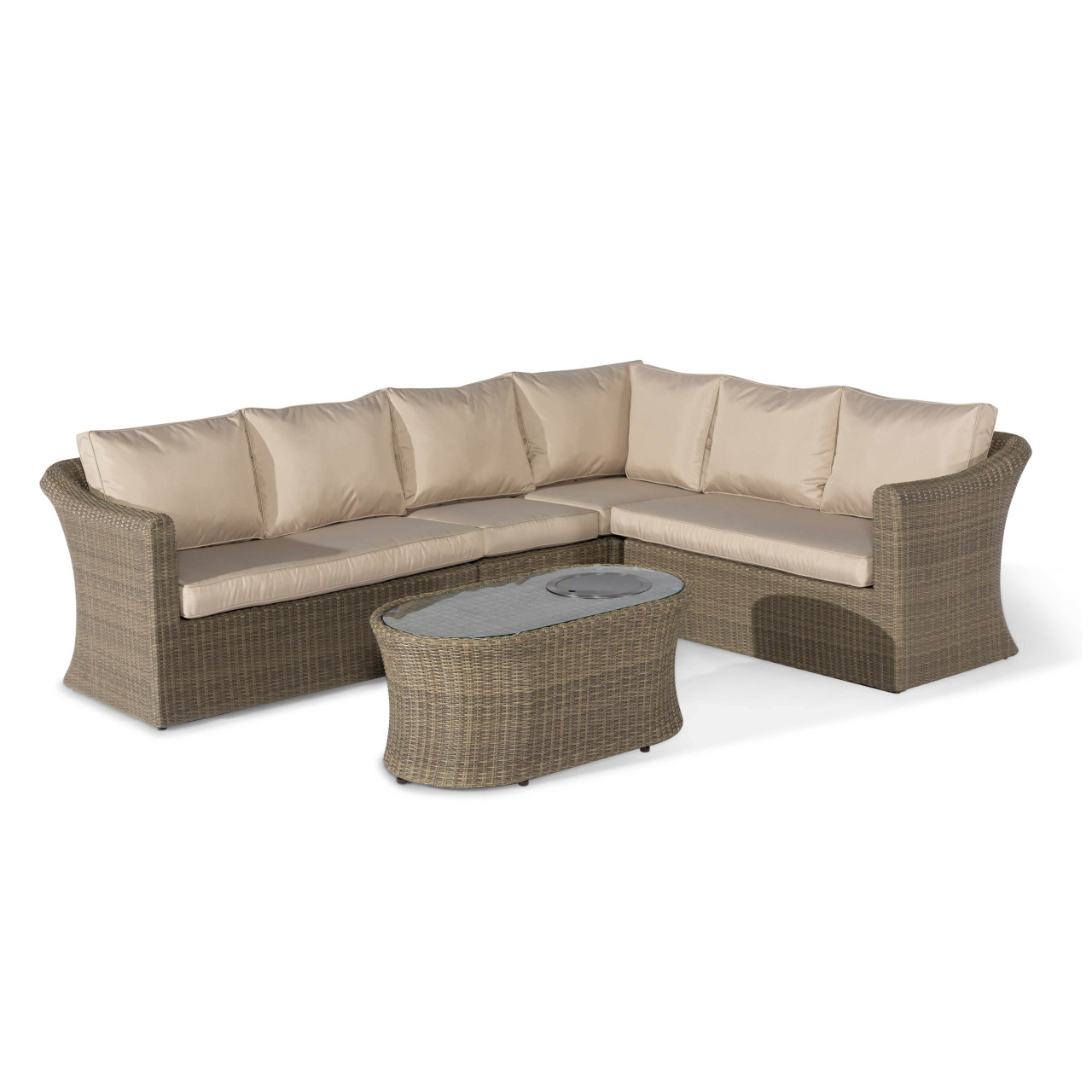 Courtyard Luxury L Shape Sectional Lounge Outdoor Furniture Sets Patio Wicker Sofa Conversation Sets Garden Lounger Rattan Set 