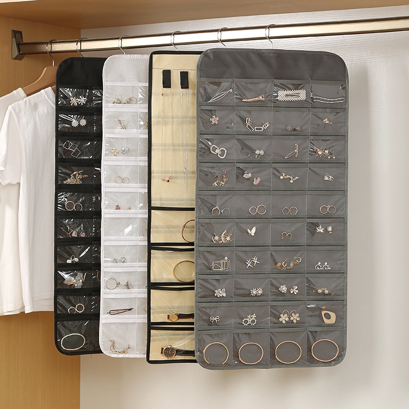 80 Pockets Hanging Jewelry Organizer For Women Storage Bag For Earrings Necklace Bracelet Ring Jewelry Storage Hanging Bag 