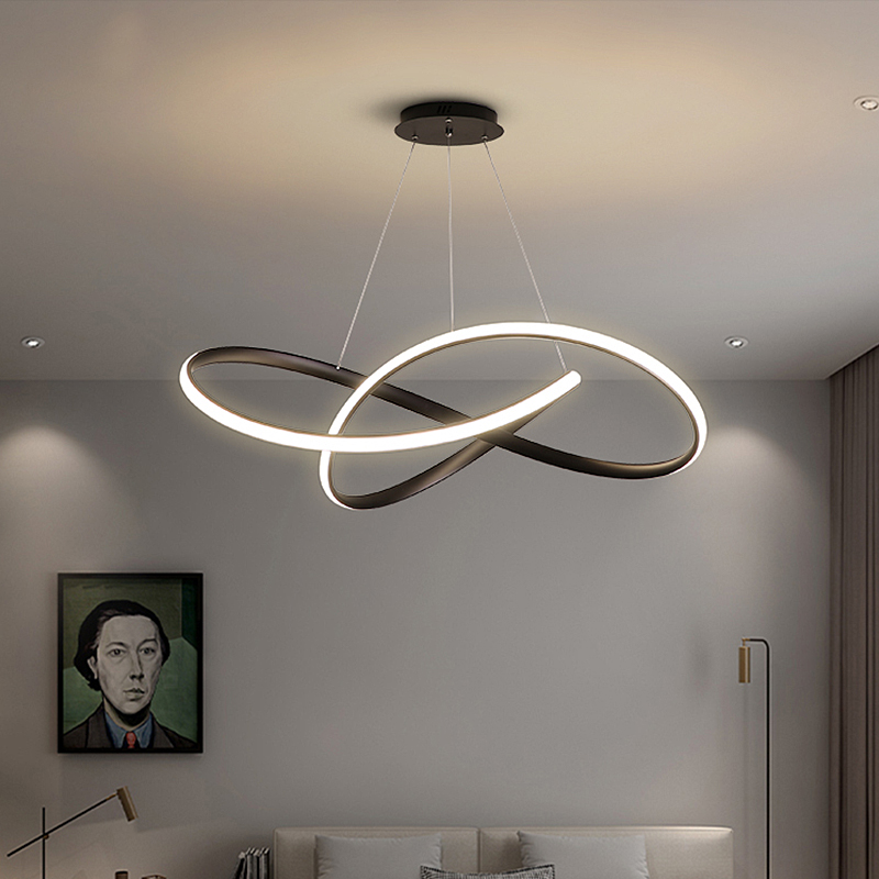 Hot Sale Simple Modern Creative Indoor Decoration Tricolor Light Irregular Ring Chandelier For Dining Room Living Room 