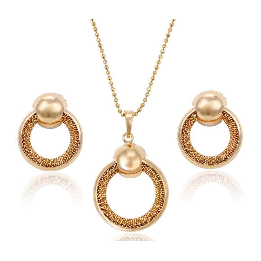 63825 Xuping New Fashion Jewelry Set 18k Gold Pendant And Earring Without Stone 