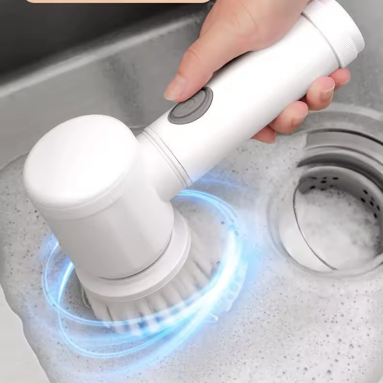 Handheld 5 In 1 Electric Cleaning Brush Kitchen And Bathroom Sink Scrub Kitchen Cleaning Tool With Usb Charging 