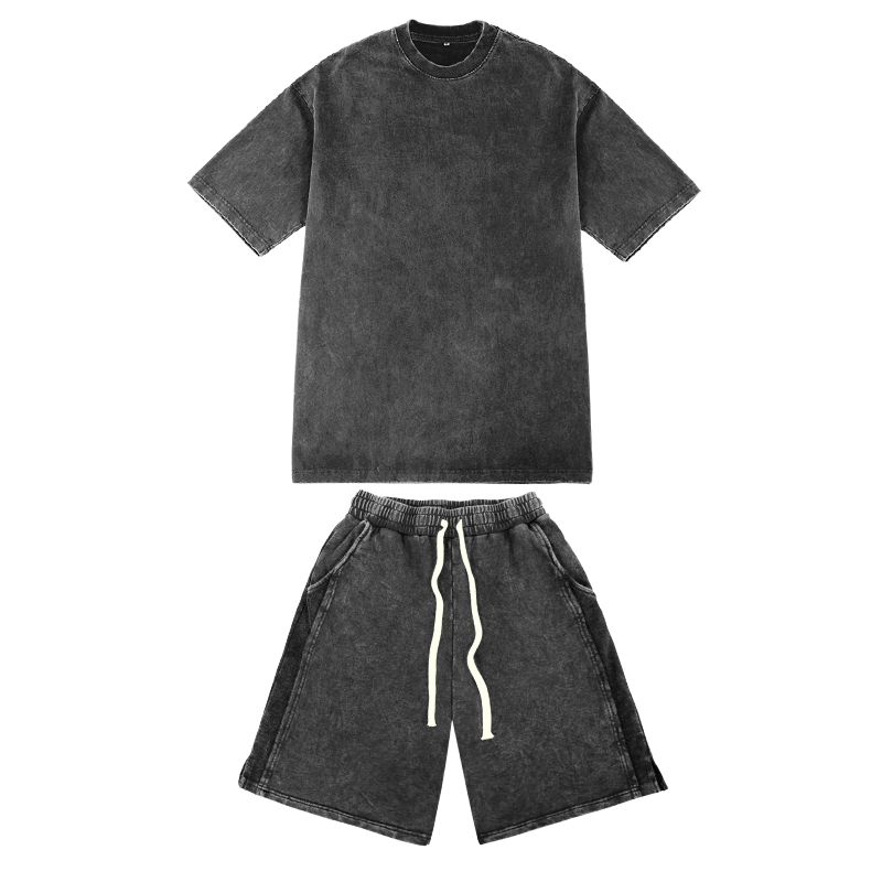 Personalised Custom T-shirt And Short Set Streetwear Wash T Shirt Short Set Men T Shirt And Short Set 