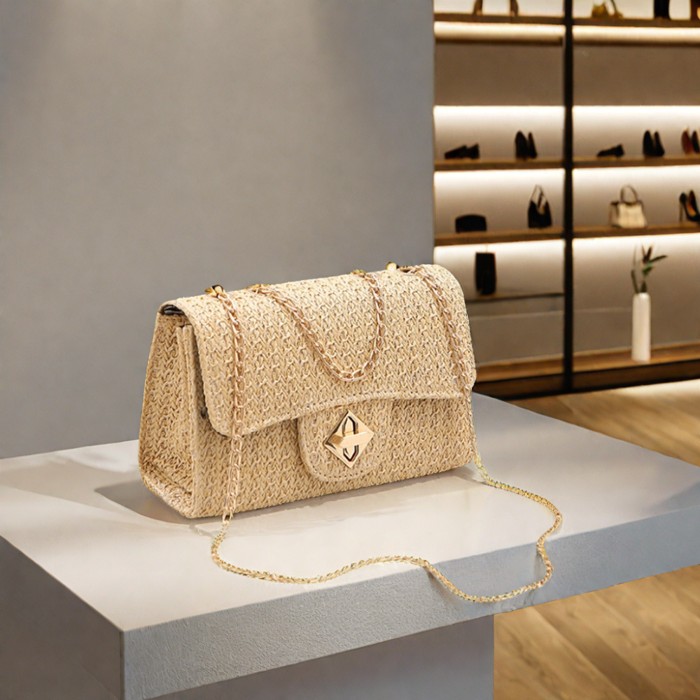 Customized Designer Women&#39;s Shoulder Bag With Single Strap Fashionable Straw Weaving China Wholesale Cover Closure Type 