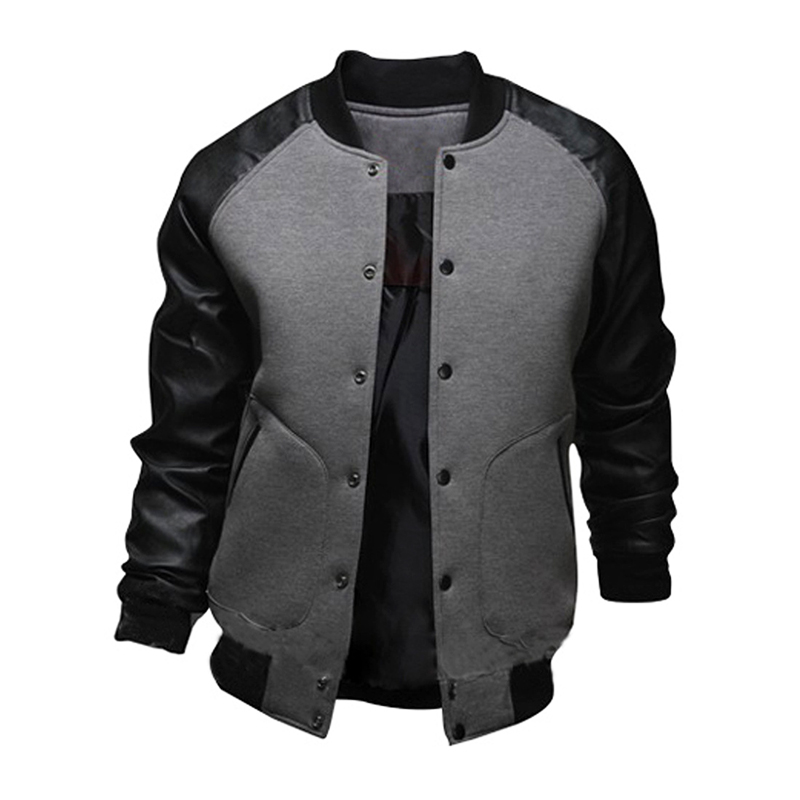2022 Fashion New Men&#39;s Bomber Jacket With Large Pockets And Leather Sleeves Men&#39;s Baseball Jacket 