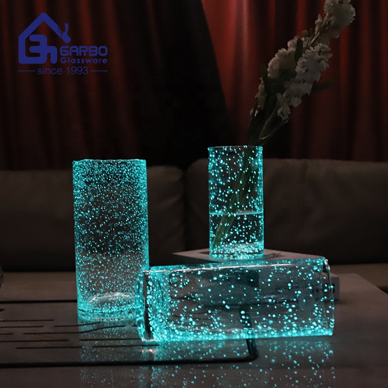 Modern Home Decor Nordic Ins Online Influencer Style Glow In The Dark Vase 25cm Nigh-light Effect Glass Flower Vase 