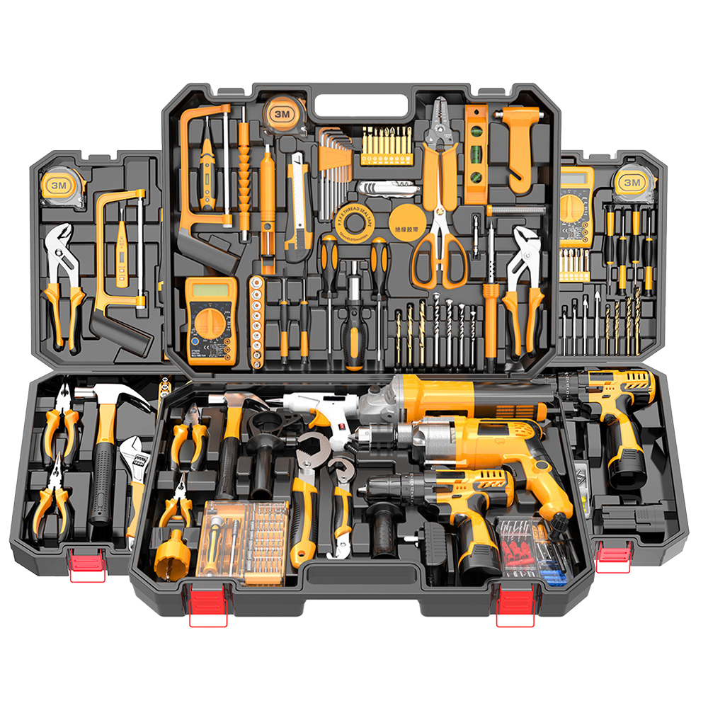 New Arrivals Multifunctional Household Tool Kit Craftsman Mechanic Cordless Power Drill Combo Kit Woodworking Tool Set 