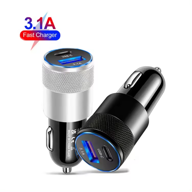 Car Charger 3.1a Usb Type-c Fast Charging Mobile Phone Adapter Usb-c Pd Cell Phone Quick Charger For Iphone Pro Xiaomi Samsung 
