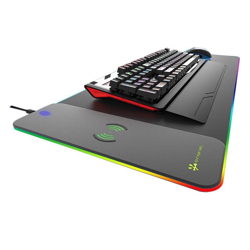 Fast 5w 10w Wireless Charging Keyboard Mat Rgb Led Light Gaming Mouse Pad With Wireless Charger 