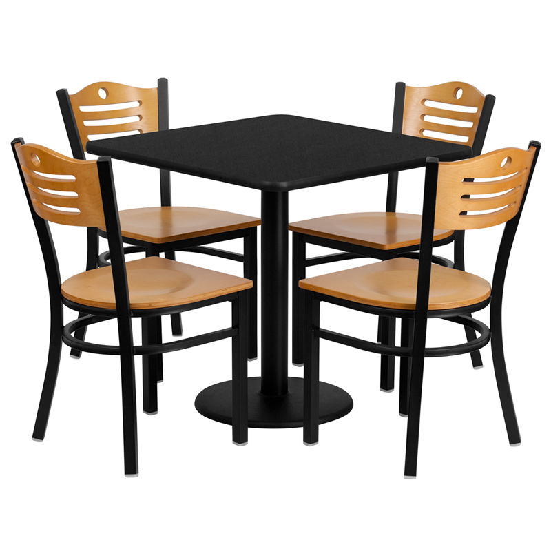 Restaurant Furniture Dining Table Set Design Wooden Modern Metal Iron Powder Coating Dining Chair 