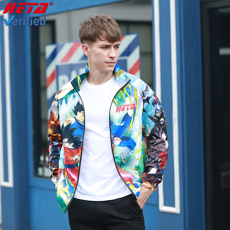 Fashion Personality Cartoon Figure Jacket Sublimation Custom Waterproof Fabric For Men&#39;s Jacket 