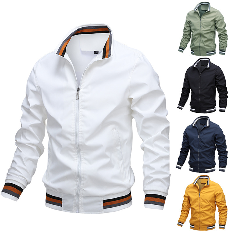 Fashion Men&#39;s Jackets Casual Waterproof Blank Golf Lightweight Windbreaker Bomber Jacket For Men Custom Plus Size Canvas Fabric 